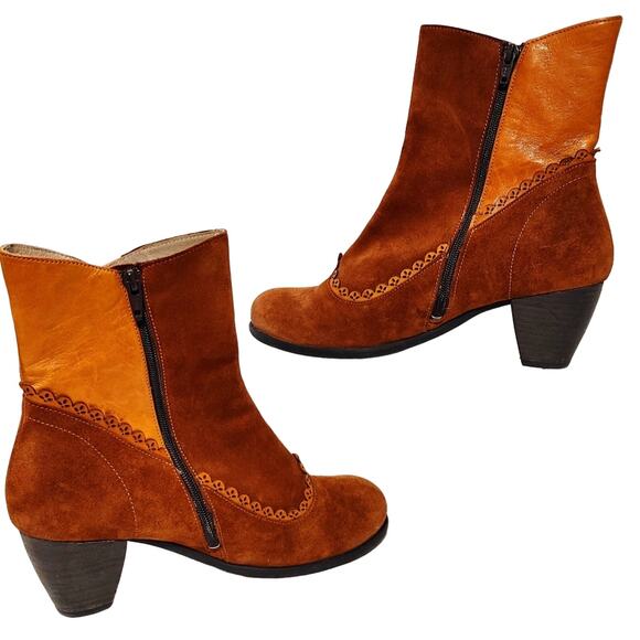 Casta Sundance Anda Ankle Boots Western Victorian Brown Suede Womens EU 40 US9.5 - Picture 2 of 6